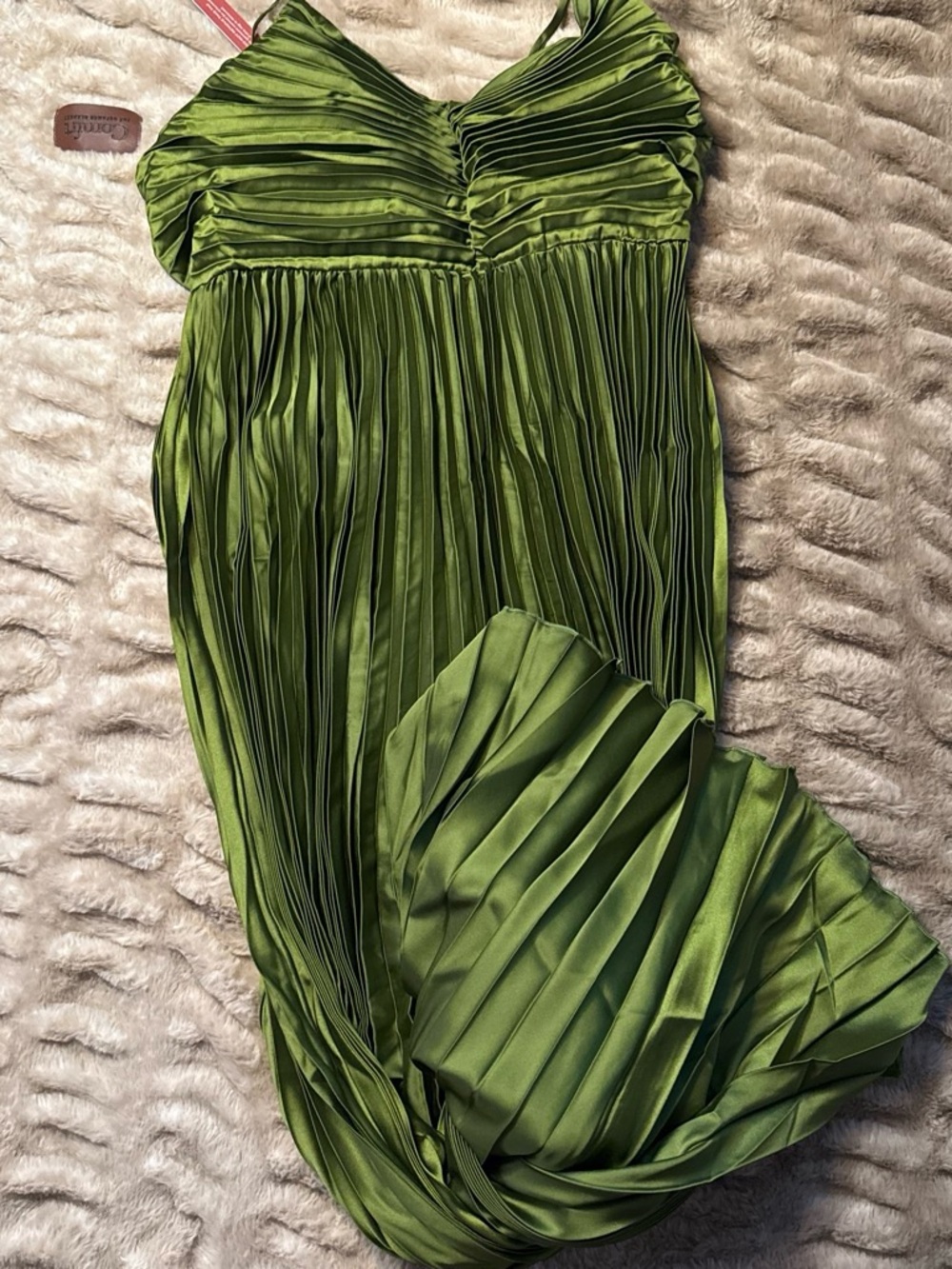 Petal & Pup Olive Green Pleated Maxi Dress